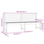 vidaXL Banc de jardin noir 201 5 cm bois massif de pin