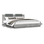 vidaXL Cadre de lit avec LED sans matelas gris béton 200x200 cm