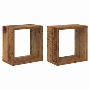 vidaXL Étagères murales avec étagère 2 Pièces Bois ancien 26 x 15 x 26 cm