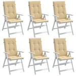 vidaXL Coussins de chaise à dossier haut lot de 6 beige mélangé tissu