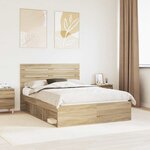 vidaXL Cadre de lit avec tête de lit Sonoma 140 x 200 cm Pin massif