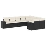 vidaXL Salon de jardin 9 Pièces avec coussins noir résine tressée