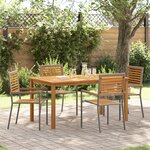 Ensemble de Salle à Manger de Jardin 5 pièces vidaXL Gris Poly Rattan Acacia