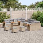 vidaXL Ensemble de canapé de jardin 14 Pièces Beige polyrotin
