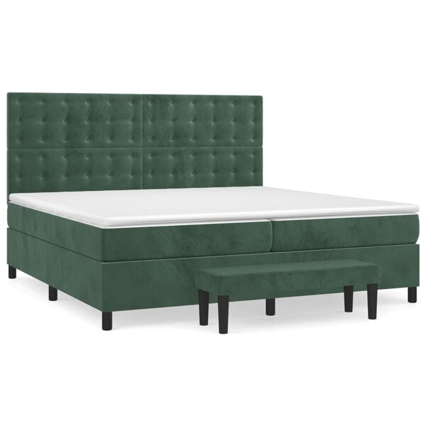 vidaXL Sommier à lattes de lit et matelas Vert foncé 200x200cm Velours