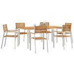 vidaXL EnsembledeRepasdeJardin 7 Pièces Marron AcaciaMassif