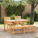 vidaXL Ensemble de salle à manger de jardin en bois massif d'acacia – 4 pièces