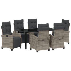 vidaXL Ensemble de jardin 7 pièces Gris Rattan Poly
