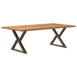 vidaXL Table à manger avec bord naturel 220x120x74cm bois massif chêne