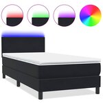 vidaXL Sommier à lattes de lit avec matelas et LED noir 80x220 cm velours