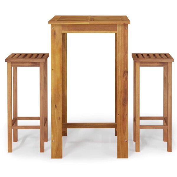vidaXL Ensemble de bar de jardin 3 Pièces bois d'acacia solide