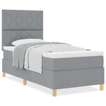 vidaXL Lit avec sommier et matelas gris clair 100x200 cm tissu