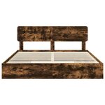 vidaXL Lit de Rangement Chêne fumé 180 x 200 cm Bois d'ingénierie
