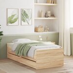 vidaXL Cadre de lit avec tiroirs sans matelas chêne sonoma 90x200 cm