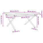 vidaXL Table basse cadre en X 90x90x45 cm bois de pin massif et fonte