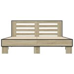 vidaXL Cadre de lit chêne sonoma 150x200 cm bois d'ingénierie et métal