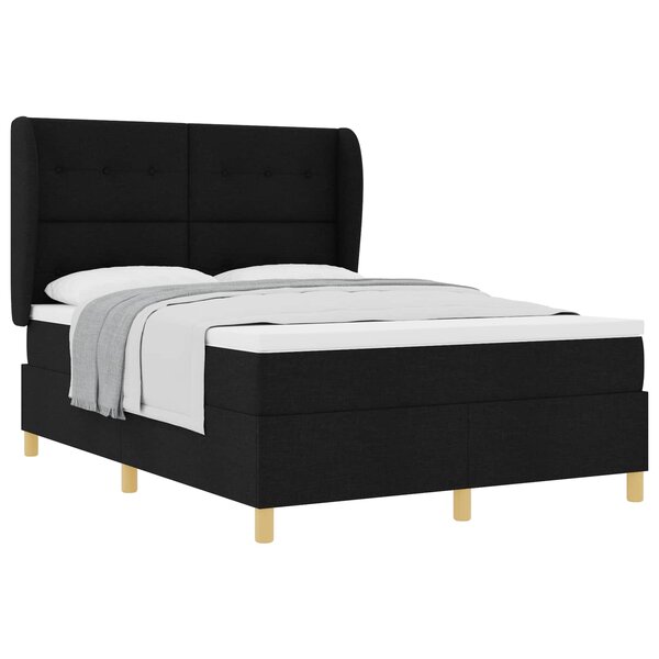 vidaXL Lit à ressorts avec matelas gris foncé 90x190 cm Noir tissu