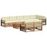 vidaXL Ensemble de canapés d'extérieur 9 Pièces Naturel et Crème