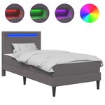 vidaXL Cadre de lit avec bandes LED Gris 90 x 190 cm Simili cuir