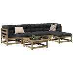 vidaXL Salon de jardin 6 Pièces avec coussins bois de pin imprégné