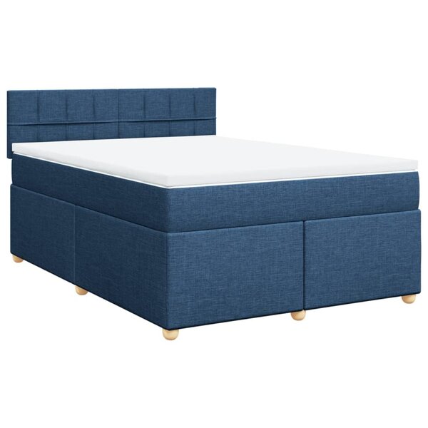 vidaXL Sommier à lattes de lit avec matelas Bleu 140x200 cm Tissu
