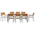 vidaXL Set de jardin de 9 pièces en bois massif d'acacia et métal