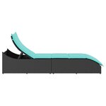 vidaXL Chaise longue pliante coussin et rangement noir résine tressée