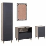 vidaXL Ensemble de mobilier de salle de bain avec tiroir 4 Pièces Gris