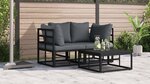 vidaXL Mobilier de jardin avec coussin 2 Pièces Noir Aluminium