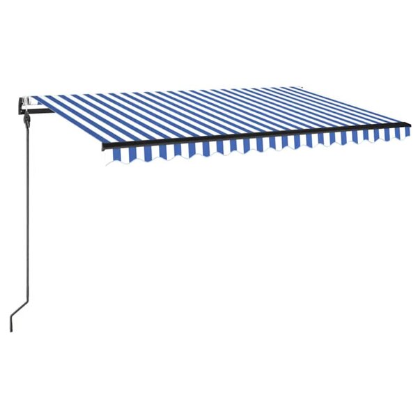 vidaXL Auvent automatique capteur de vent/LED 450x300 cm Bleu et blanc