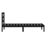 vidaXL Cadre de lit Noir 75x190 cm Petit simple Bois massif