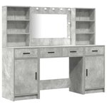 vidaXL Ensemble de table de maquillage avec LED 3 Pièces Gris béton