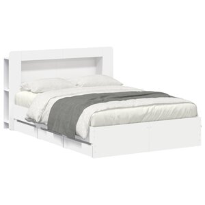 vidaXL Cadre de lit avec rangement avec tête de lit Blanc 150 x 200 cm