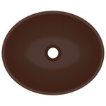 vidaXL Lavabo ovale de luxe Marron foncé mat 40x33 cm Céramique