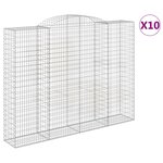 vidaXL Paniers à gabions arqués 10 Pièces 300x50x220/240 cm fer galvanisé