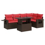 vidaXL Salon de jardin avec coussins 6Pièces marron résine tressée acacia