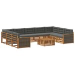 vidaXL Ensemble de canapés d'extérieur 10 pc Naturel et Anthracite