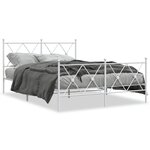 vidaXL Cadre de lit métal sans matelas et pied de lit blanc 140x190 cm
