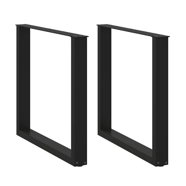 vidaXL Pieds de table à manger en U 2 pièces Noir 90 x (72-73) cm Acier