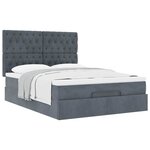 vidaXL Cadre de lit ottoman avec matelas gris foncé 140x200 cm velours