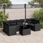 vidaXL Salon de jardin 8 Pièces avec coussins noir résine tressée