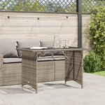 vidaXL Table de jardin avec dessus en verre gris 110x68x70 cm rotin