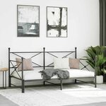 vidaXL Lit de jour et lit gigogne sans matelas noir 100x190 cm acier