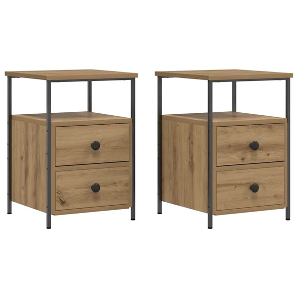 vidaXL Tables de chevet 2 Pièces chêne artisanal bois d'ingénierie