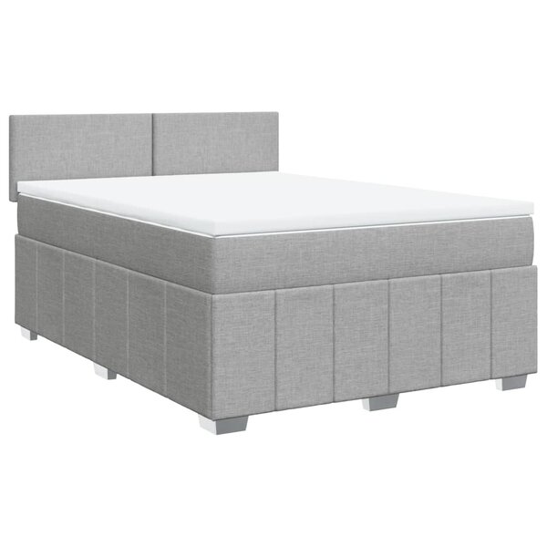 vidaXL Sommier à lattes de lit avec matelas Gris clair 140x190cm Tissu