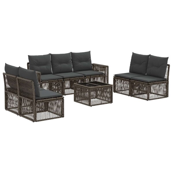 vidaXL Ensemble de canapé de jardin 8 Pièces Gris et Gris foncé polyrotin