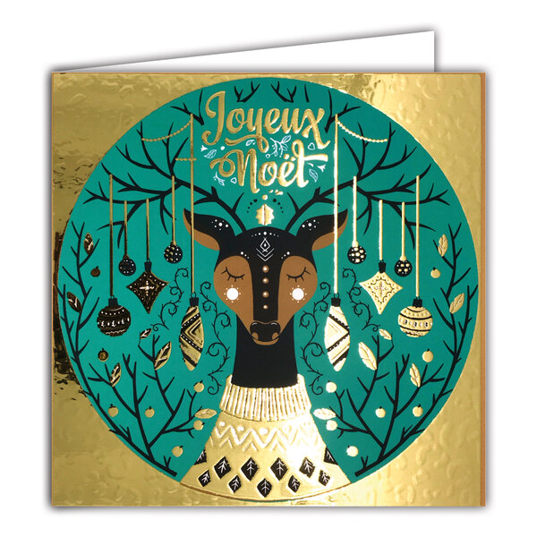 Carte Joyeux Noël avec Enveloppe Blanche 15x15cm