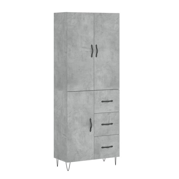 vidaXL Buffet haut Gris béton 69 5x34x180 cm Bois d'ingénierie
