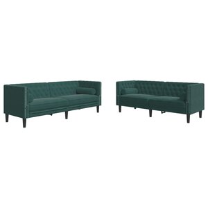 vidaXL Ensemble de canapé Chesterfield et traversins 2 Pièces vert foncé