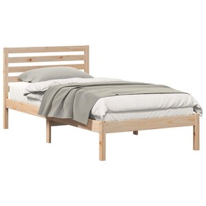 vidaXL Cadre de lit avec tête de lit Marron 100 x 200 cm Pin massif